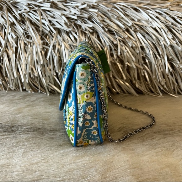 New VERA BRADLEY English Meadow 2011 Petite Chain Bag Clutch Blue Green Floral - Picture 7 of 15